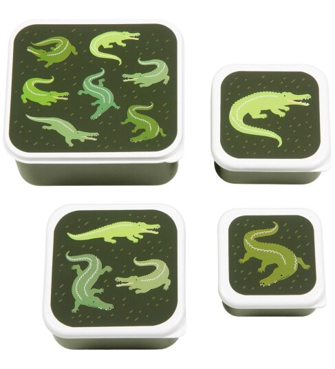 A Little Lovely Company Matkasse og Snackboks Crocodiles