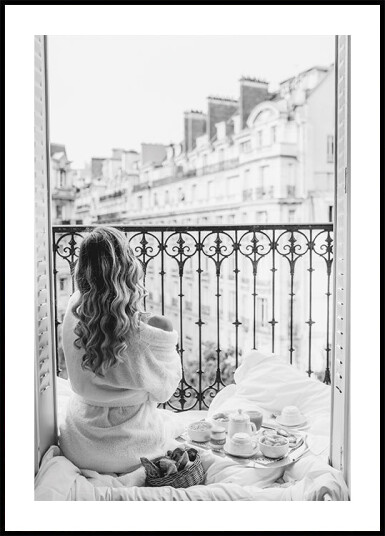 Paris Breakfast B&W Plakat Plakat / 70x100cm