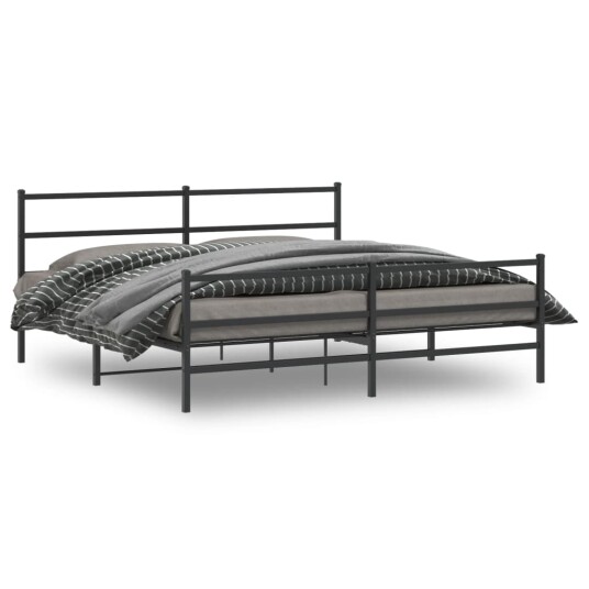 vidaXL Sengeramme i metall med hode- og fotgavl svart 193x203 cm 8721012302860