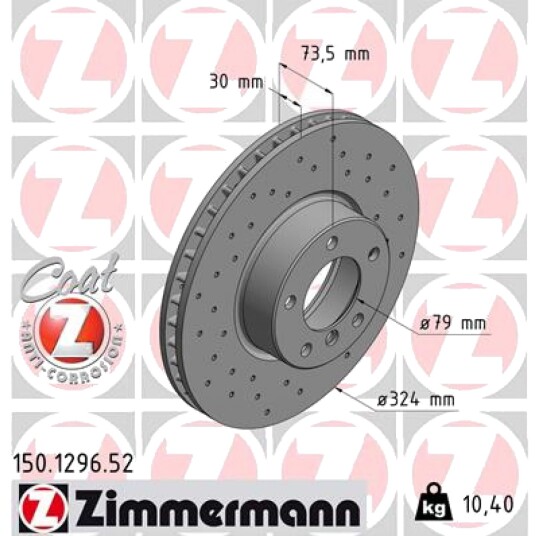 Bremseskive ZIMMERMANN 150.1296.52