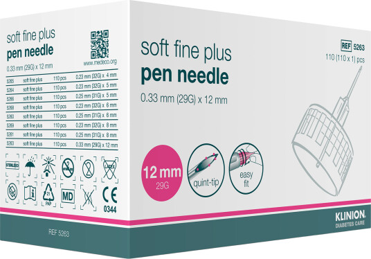 Klinion Soft Fine Plus pennekanyle 0,33 mm 29G x 12 mm 110 stk