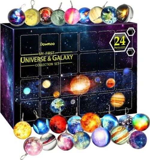 Julekalender 2025   24 dagers nedtelling til jul med univers galakse rom og planeter morsomme juleoverraskelser juletrepynt G