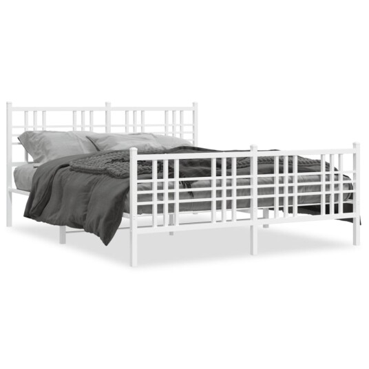  Sengeramme i metall med hode- og fotgavl hvit 150x200 cm 8721012373570