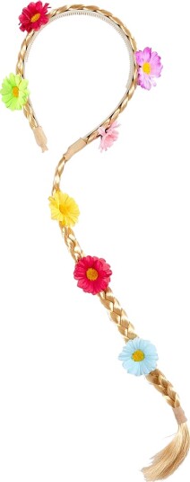 Hårbøyle med Lang Blond Flette og Blomster