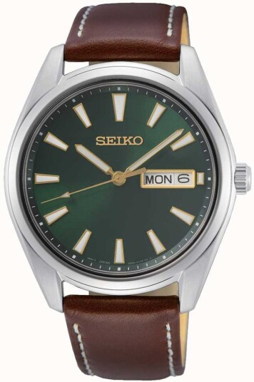Seiko Herreklokke SUR449P1 Neo Classic Grønn/Lær Ø40.2 mm