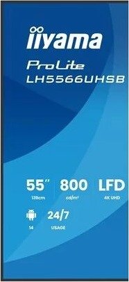 iiyama ProLite LH5566UHSB-B1AG 54.6" Class (55" viewable) LCD flat panel display - 4K - for digital signage iiyama ProLite LH5566UHSB-B1AG 54.6" Class (55" viewable) LCD flat panel display - 4K - for digital signage