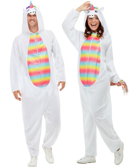 Hvitt Enhjørning Kigurumi Unisex Kostyme Strl XL