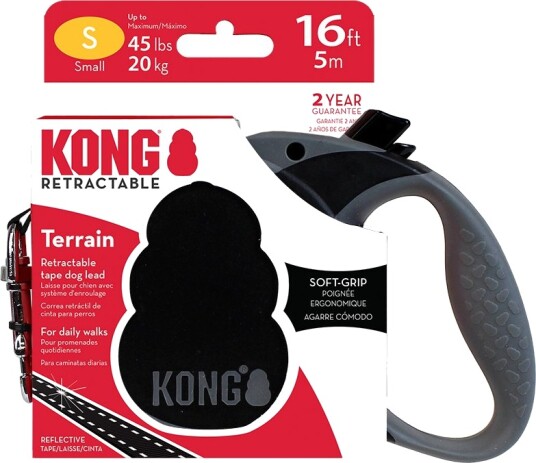 Kong Terrain Uttrekkbart Bånd Svart Størrelse S Opptil 20 kg Lengde 5 M Kong Terrain Uttrekkbart Bånd Svart Størrelse S Opptil 20 kg Lengde 5 M