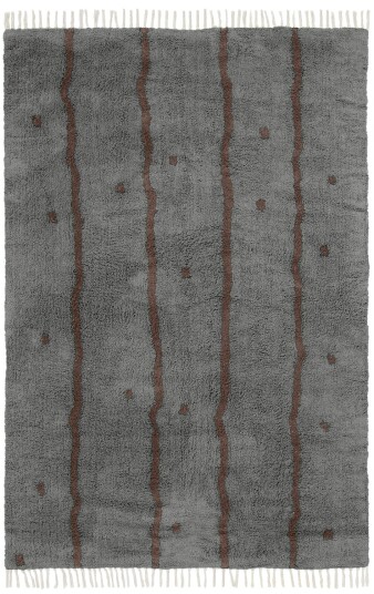 Ryetepper Leora Natural Cotton Shaggy svart/brun Størrelse: 240 x 340 cm