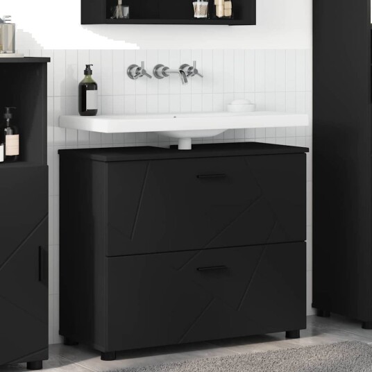 vidaXL Baderomsskap Svart 76,5 x 35 x 64 cm Konstruert tre & Metall