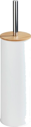 Wenko Tortona Toalettbørste Og Holder Hvit Tre Bamboo Stål Metall 385 Mm 9,5 Cm