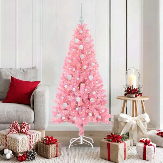  Juletre med 150 LED med stativ Rosa 150 cm PVC