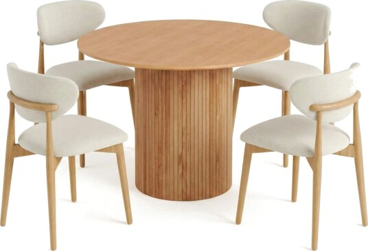 Kopparbo spisegruppe rund 110 cm eik med 4 Molly spisestoler Eik Kopparbo spisegruppe rund 110 cm eik med 4 Molly spisestoler Eik