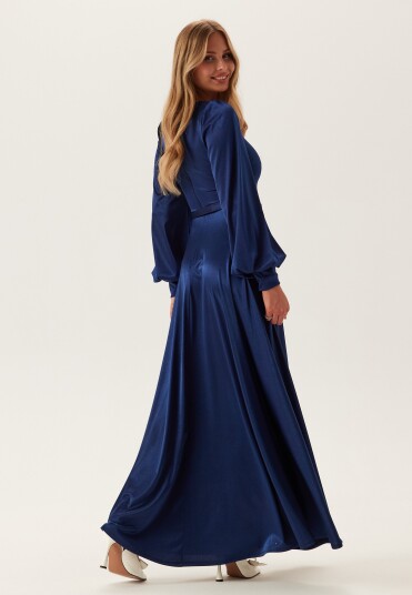 Goddiva Satin Volume Sleeve Maxi Dress Goddiva Satin Volume Sleeve Maxi Dress