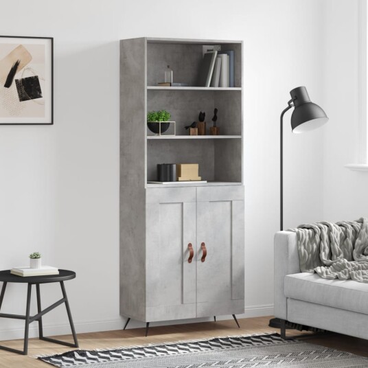 vidaXL Highboard betong grå 69,5x34x180 cm konstruert tre 8720845932961