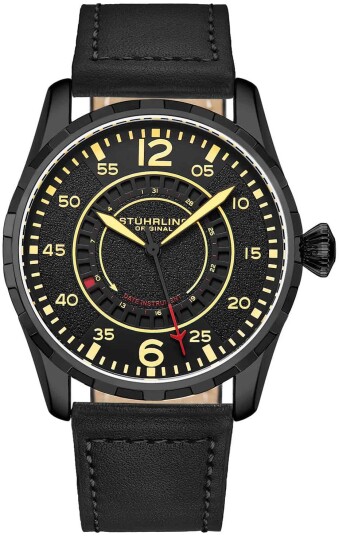 Stührling Original Herreklokke 4002.6 Aviator Sort/Lær Ø44 mm Stührling Original Herreklokke 4002.6 Aviator Sort/Lær Ø44 mm
