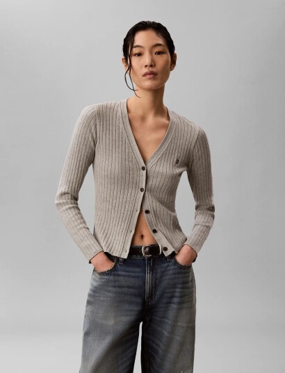 Calvin Klein Jeans Cotton Rib Cardigan Grey L Calvin Klein Jeans Cotton Rib Cardigan Grey L