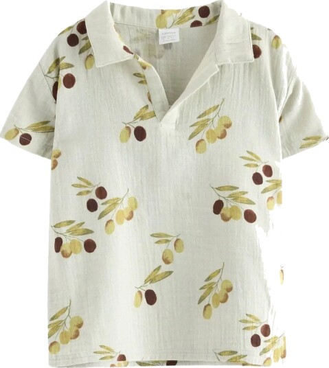 Lindex Short Sleeved Shirt Green 122/128