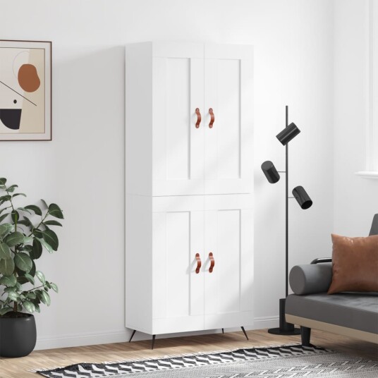 vidaXL Highboard hvit 69,5x34x180 cm konstruert tre 8720845490799