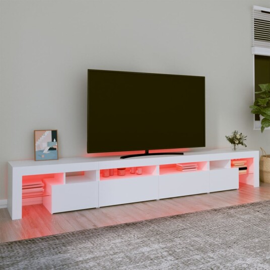 TV-benk med LED-lys hvit 260x36,5x40 cm 8720845649661 TV-benk med LED-lys hvit 260x36,5x40 cm 8720845649661