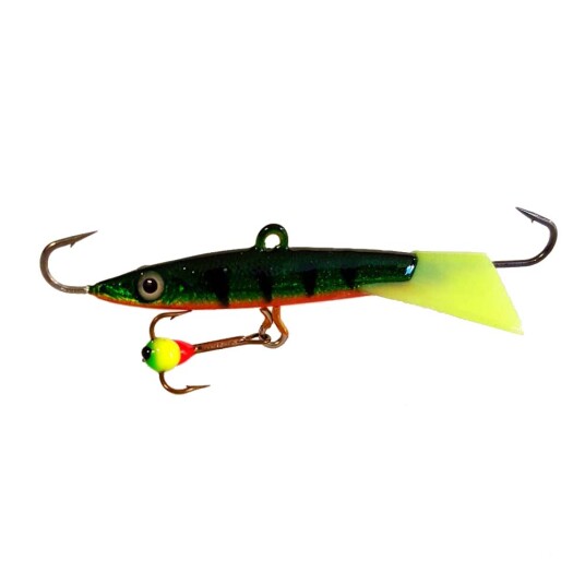 Wiggler Isimu balansepilk, 12 gram, 5 cm - grønn/gul/rød Wiggler Isimu balansepilk, 12 gram, 5 cm - grønn/gul/rød