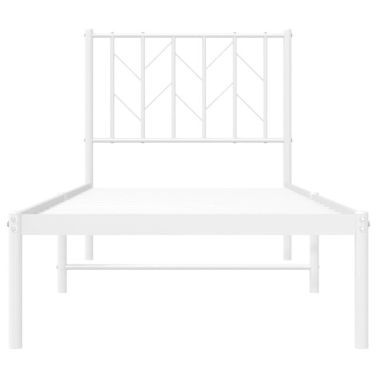 vidaXL Sengeramme i metall med hodegavl hvit 75x190 cm 8721012250093