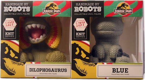 Handmade by Robots  Jurassic Park  Blue & Dilophosaurus 2Pack