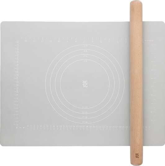 BAKE-IT kjevle og bakematte, light grey BAKE-IT kjevle og bakematte, light grey