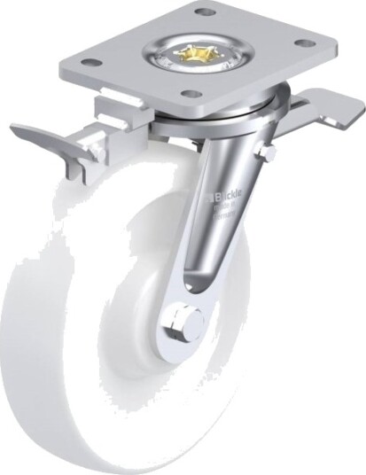Blickle 853007 Lo-Spo 200G-St-Ri4 Styrehjul Med Bremse, Hjuldiameter: 200 Mm, Bæreevne (Maks): 1250 Kg, 1 Stk