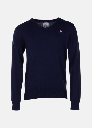 Seaside Basic V Neck Navy M Strikkede