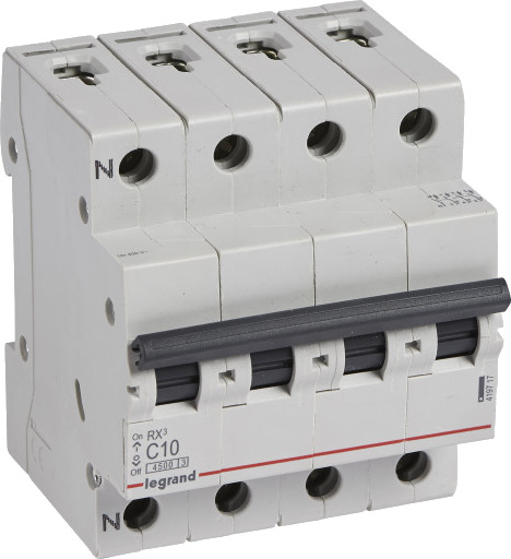 Legrand 3 stk RX³ MCB automatsikring C10 3P+N 4M 4,5kA