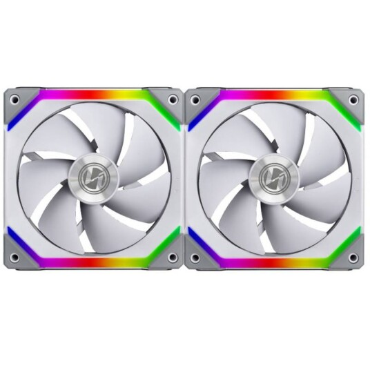 Lian Li UNI Fan SL140 RGB PWM, 2 x 140mm, med kontroller, hvit Lian Li UNI Fan SL140 RGB PWM, 2 x 140mm, med kontroller, hvit