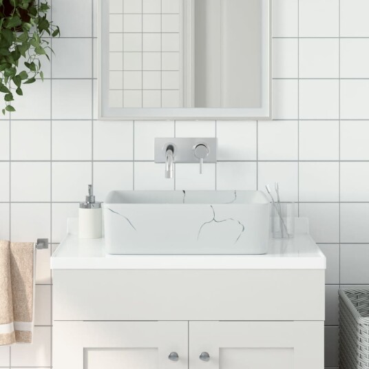 vidaXL Benkeservant hvit rektangulær 46x35,5x13 cm keramikk vidaXL Benkeservant hvit rektangulær 46x35,5x13 cm keramikk
