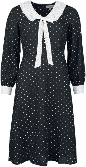 Timeless London Rockabilly Middellang kjole Sløyfe-front kjole XS til L Damer svart-hvit