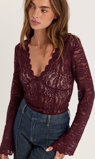 Bubbleroom Long Sleeve Lace Top