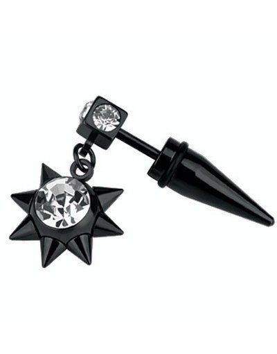 Hanging Diamond Star Svart Fake Piercing