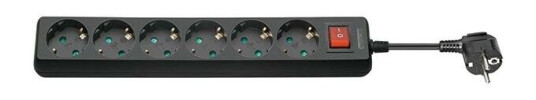 Pro Power Socket x6 - Bk - Switch - 1.5m Pro Power Socket x6 - Bk - Switch - 1.5m