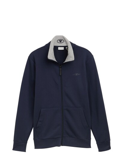 Tom Tailor Printed Stand Up Sweat Jacket   Blue   XXL