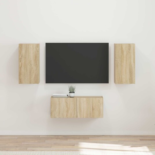 TV benksett Veggmontert 6 pcs Sonoma eik Konstruert tre TV benksett Veggmontert 6 pcs Sonoma eik Konstruert tre