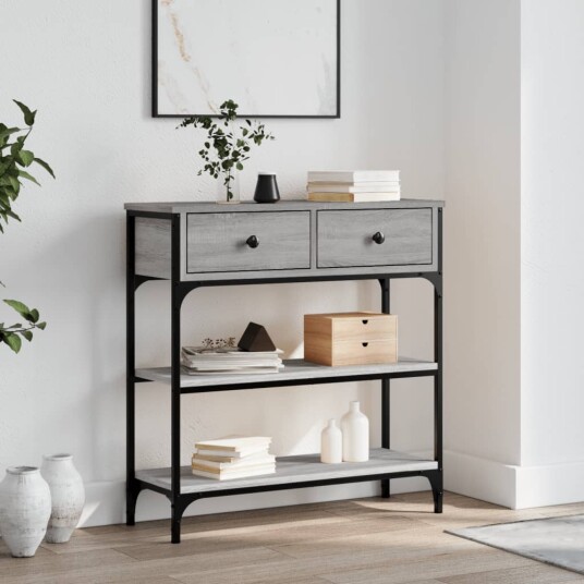 Konsollbord grå sonoma 72,5x25x75 cm konstruert tre 8720845421397