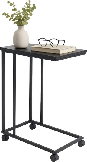 C formet sidebord med hjul – topp i treeffekt