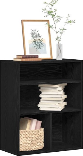 Bokhylle svart 60x30x71,5 cm konstruert tre