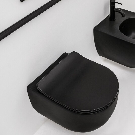 LAVABO GLOMP MINI SLIM TOALETTSETE M/SOFT CLOSE MATT SORT LAVABO GLOMP MINI SLIM TOALETTSETE M/SOFT CLOSE MATT SORT
