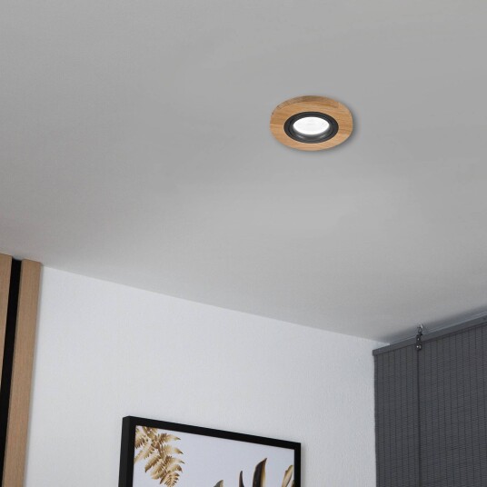 Lamkur Lighting Innfelt taklampe Tobby Ø 10 cm eik GU10