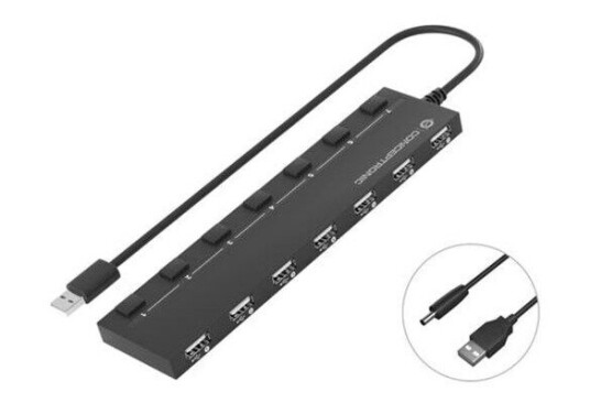 Conceptronics Conceptronic HUBBIES08B - hub USB-hub - Svart