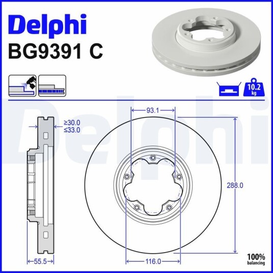 Bremseskive DELPHI BG9391C