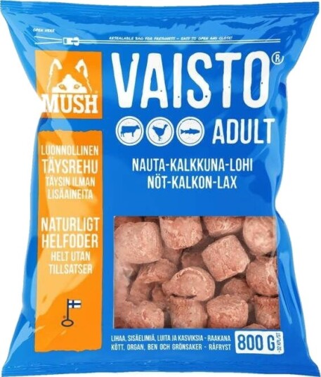 Mush Vaisto Storfe Kalkun Og Laks 800 G Mush Vaisto Storfe Kalkun Og Laks 800 G