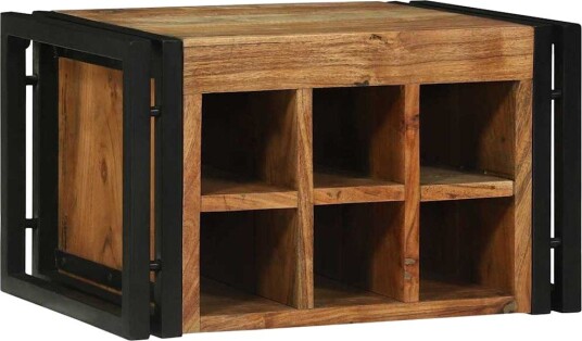 vidaXL Vinhylle Brun og svart 46 x 35 x 27.5 cm Massivt akasietre