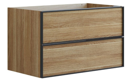 Dansani Inzo Urban Alu ramme Svart Underskap 2 Skuff B60 120xh48xd44cm Varm eik / 80cm