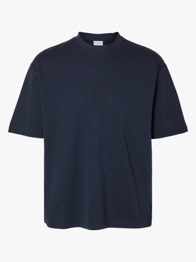 Selected Homme Loose Oscar Short Sleeve O-Neck Tee Blå S Selected Homme Loose Oscar Short Sleeve O-Neck Tee Blå S